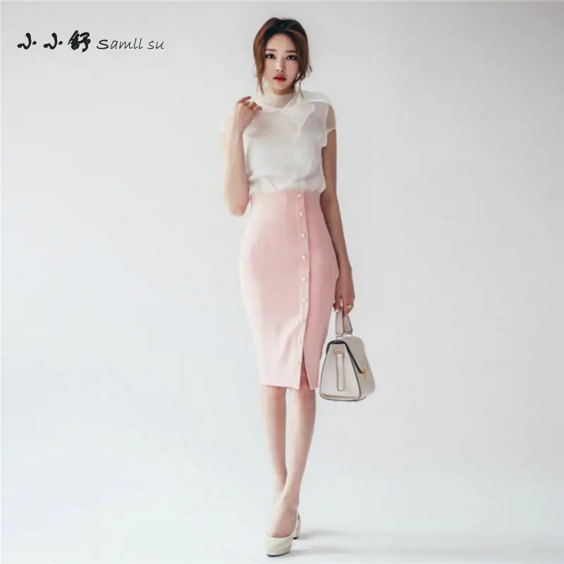 2 Piece Set Summer Office White Chiffon Women Sundress Bandage Vintage Sexy Bodycon Pink Pencil Dresses 2017 Vestidos De Festa | Женская