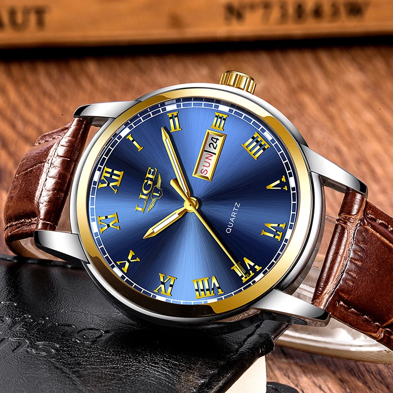 LIGE new Mens Watches Fashion Business Quartz Watch Men Leather Waterproof Clock Date Multi-Function Sport Relojes Hombre | Наручные часы