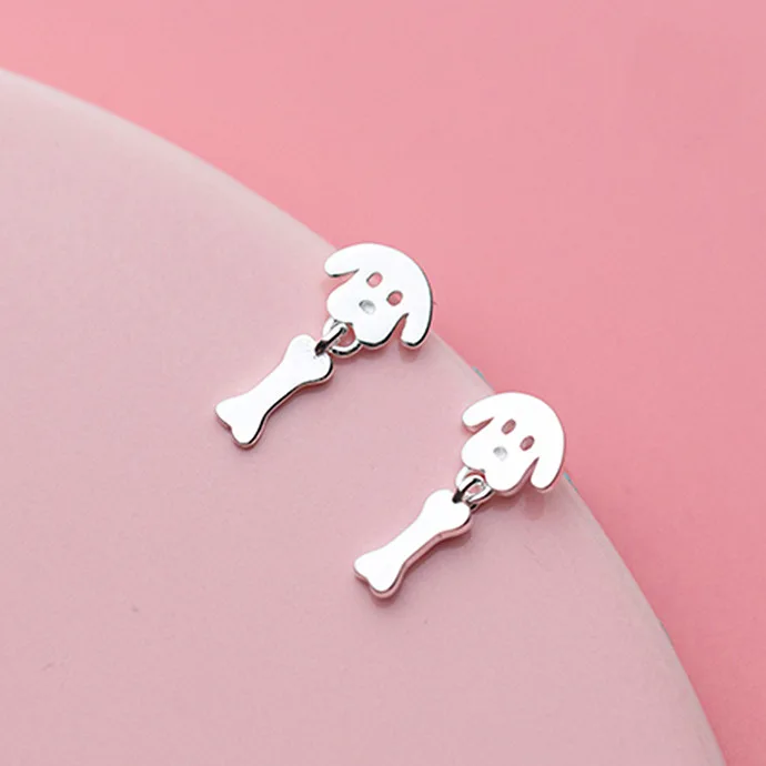 

Jinleansu 925 Sterling Silver Dog Bone Stud Earrings Cute Lovely Ear Nail Fashion Animal Jewelry For Women Girl