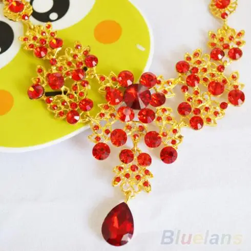 Свадебный Свадьба красный золотой цвет сплава ожерелье серьги комплект