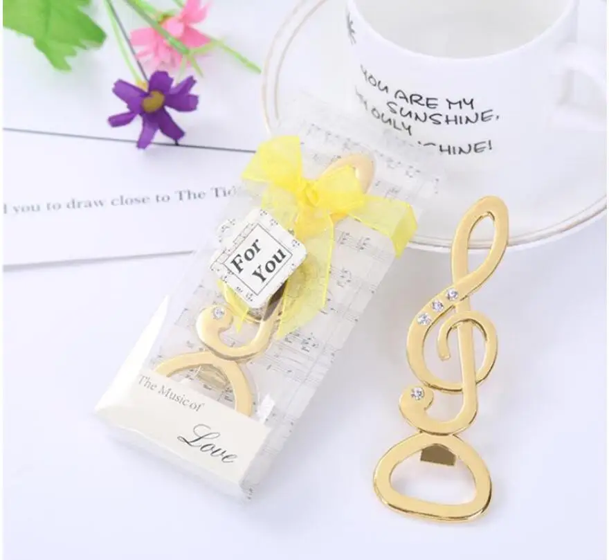 

wholesale 200pcs/lot "The Music of LOVE" Symphony Musical Note Diamond Bottle Opener Wedding Favors Bridal Shower Party Gifts
