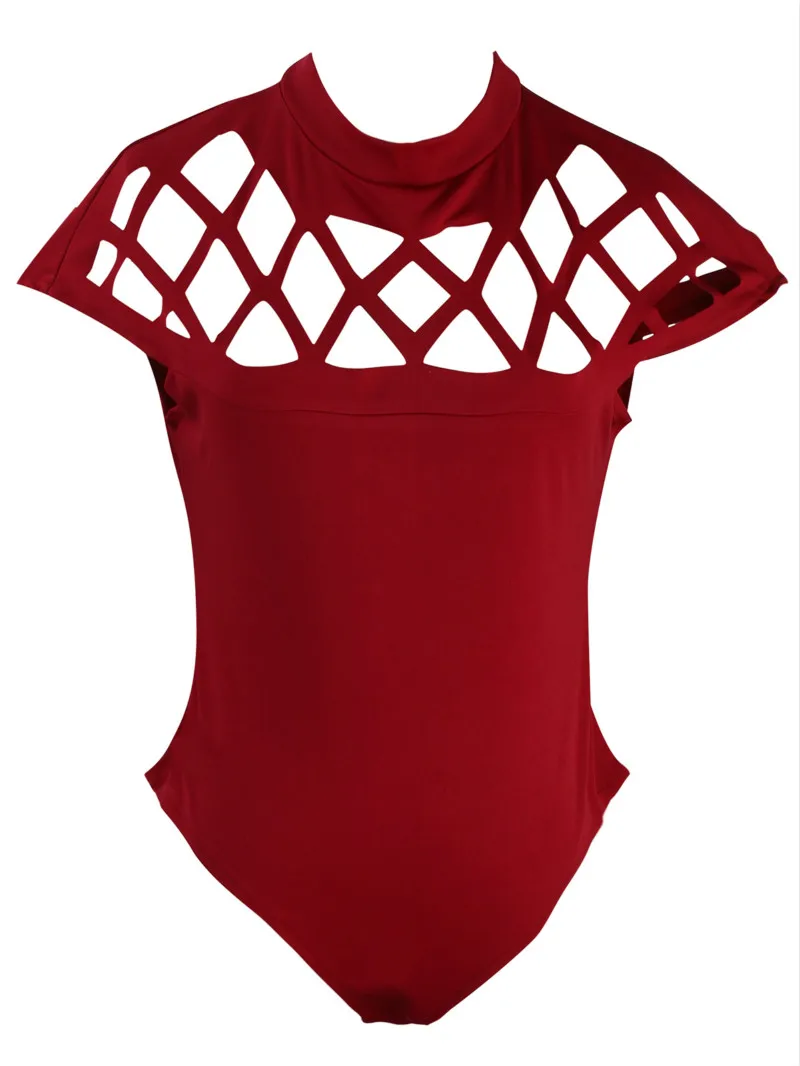 Новый женский короткий рукав полое трико обтягивающее бандажный комбинезон топы