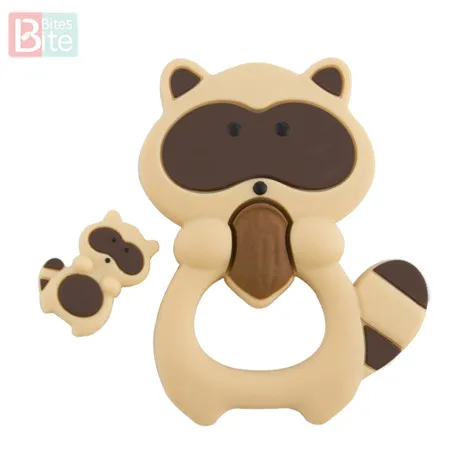 Brown Raccoon Укус укусов 2 шт./компл. Черепаха силиконовый детский Прорезыватель для зубов "сделай сам" для изготовления Еда Класс коала силиконовые крошечные стержень при прорезывании зубов силиконовые бусины комплект ювелирных изделий - Цвет: Brown Raccoon