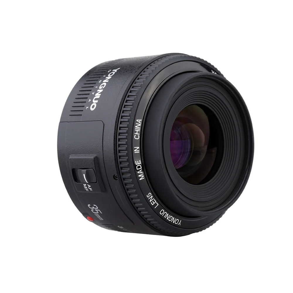 Объектив 35 мм Yongnuo F2.0 фотолинза широкоугольная ручной и фиксированный автофокус