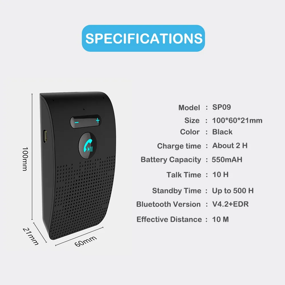 Приемник Bluetooth 4 2 автомобильный комплект громкой связи зажим для солнцезащитного