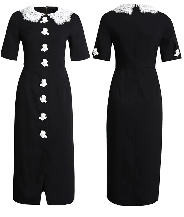Кукла воротник с коротким рукавом Уличная Button Trimmed Цвет блок полиэстер