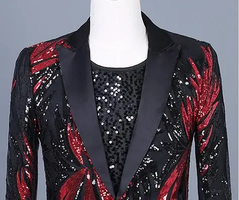 Красный Блейзер с блестками мужские костюмы дизайнерские куртки сценические
