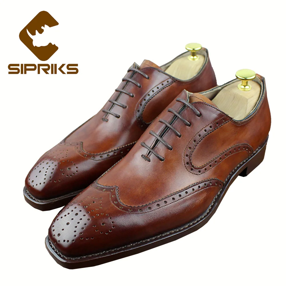 

Sipriks Mocassin Homme Luxury Male Wedding Shoes Bespoke Goodyear Welted Tan Leather Wingtip Dress Shoes Boss Formal Suits 2020