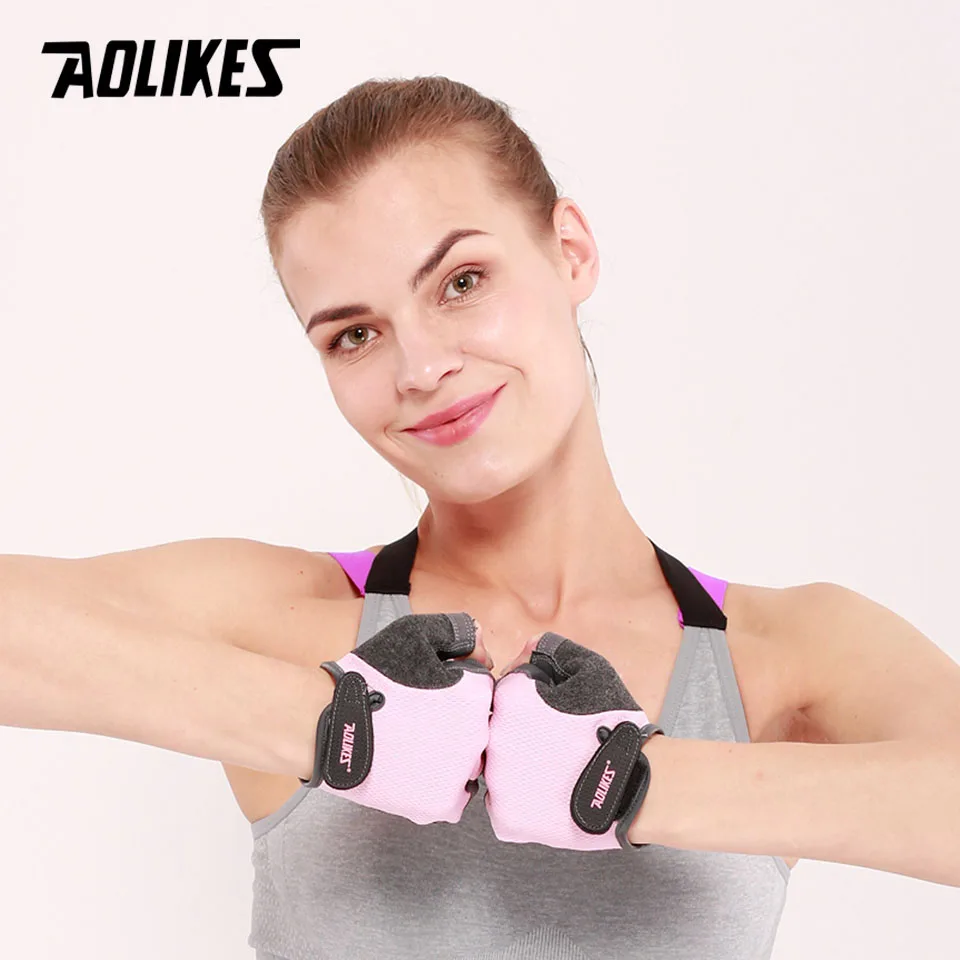 AOLIKES, 1 пара, перчатки для спортзала с полупальцами, Перчатки для фитнеса, унисекс, для взрослых, на запястье, для занятий тяжелой атлетикой, для мужчин и женщин