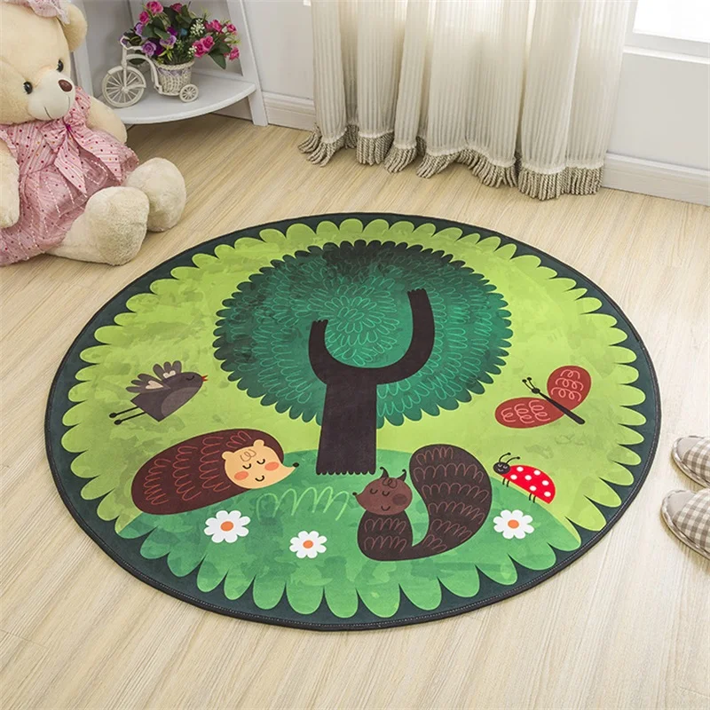 

Lovely Cartoon Hedgehog Soft Round Decorative Carpet Floor Door Yoga Pad Baby Child Kid's Play Crawling Mat Hallway Area Rug