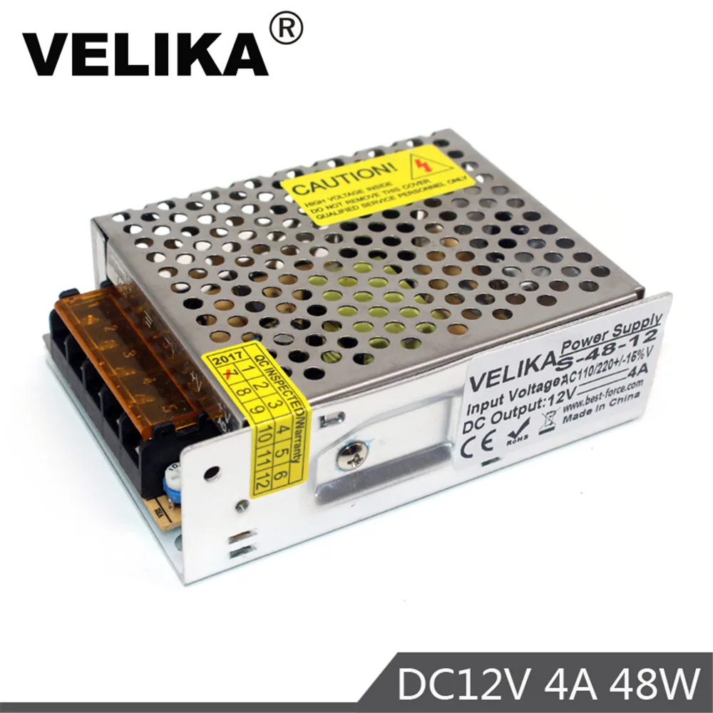 Светодиодный источник питания драйвер источника DC12V 4A 48 Вт трансформатор 100 240 В