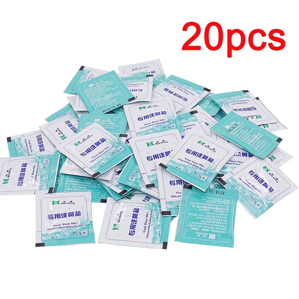 20pcs salt Дропшиппинг для детей и взрослых средство для мытья носа Sinusite защита носа очищает увлажняет от аллергического ринита нети горшок 300 мл - Цвет: 20pcs salt