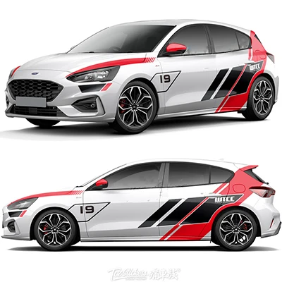 All red 1 лот Автомобильная боковая наклейка для ford focus Mustang - Название цвета: All red