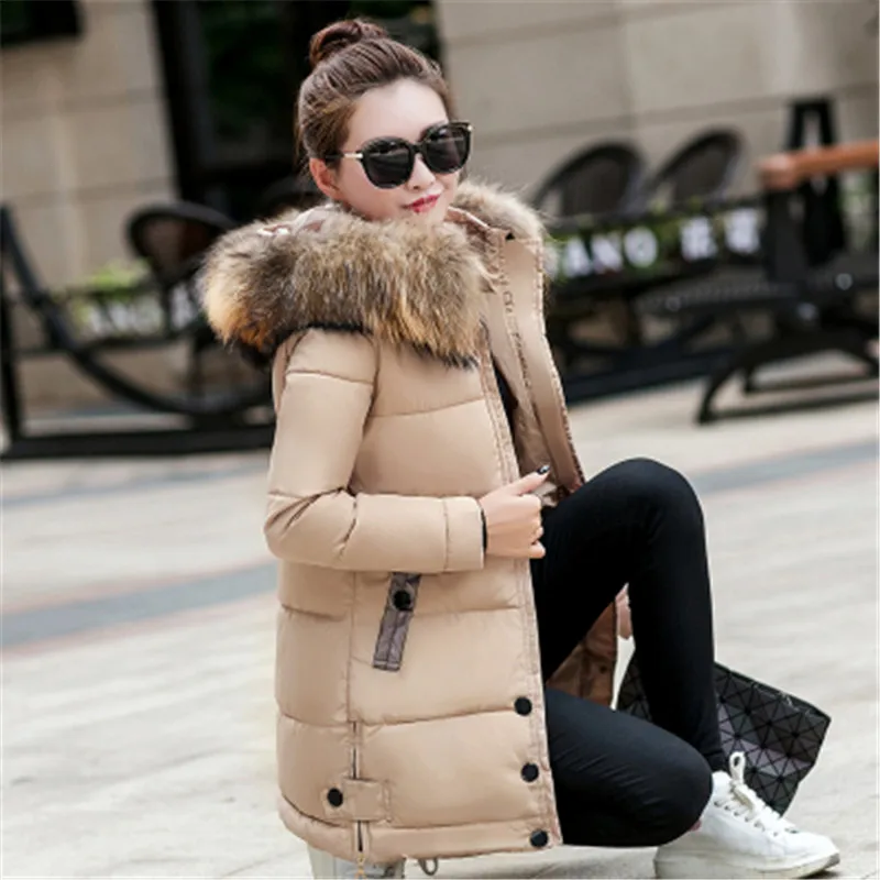 

Winter Jacket 2018 Women Down Parka Plus Size Cotton Padded Coat Fur Hooded Outwear Fashion Warm Winter Coats for Women's C444