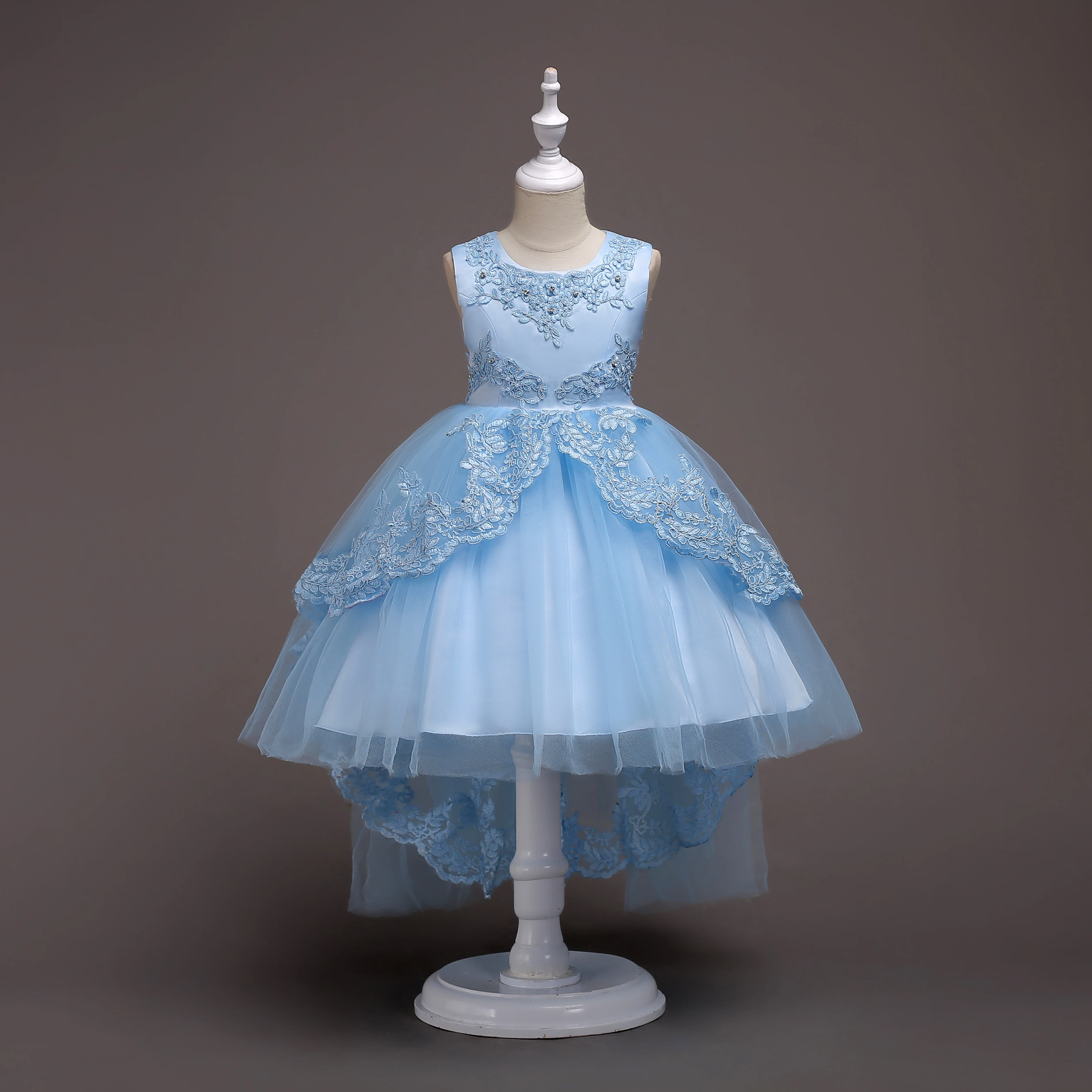 Girl High Low Lace Appliques Communion Dresses Flower Wedding Party Princess Dress | Детская одежда и обувь