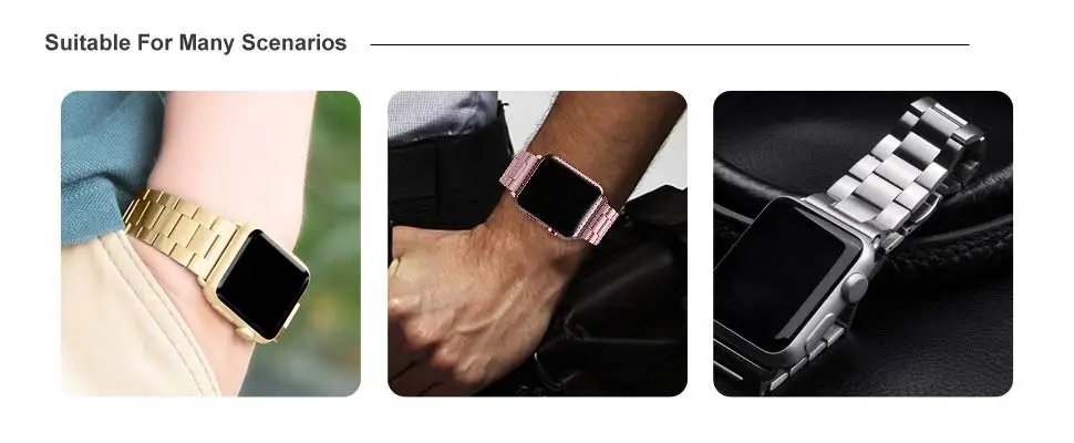 JANSIN роскошный ремешок из нержавеющей стали для Apple Watch 42 мм 38 мм 44 мм 40 мм браслет pulseira ремешок для iwatch серии 5 4 3 2 1