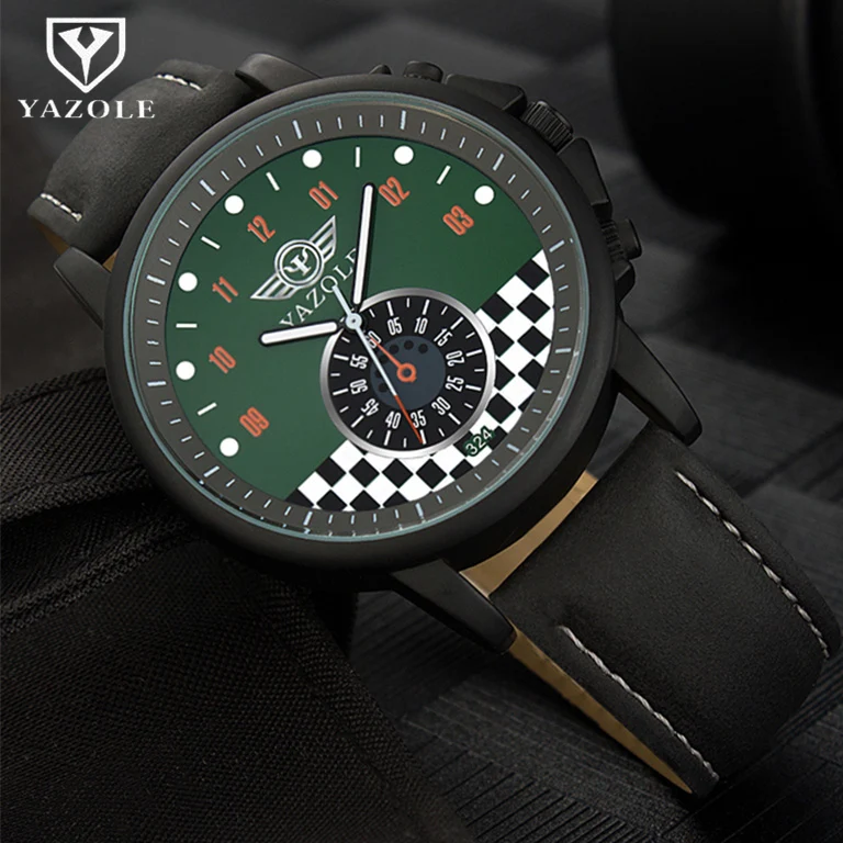 

YAZOLE Mens Watches Luxury Fashion Masculino Men Watch Waterproof Saati Leather Roman Men's Watch Male Clock relojes hombre