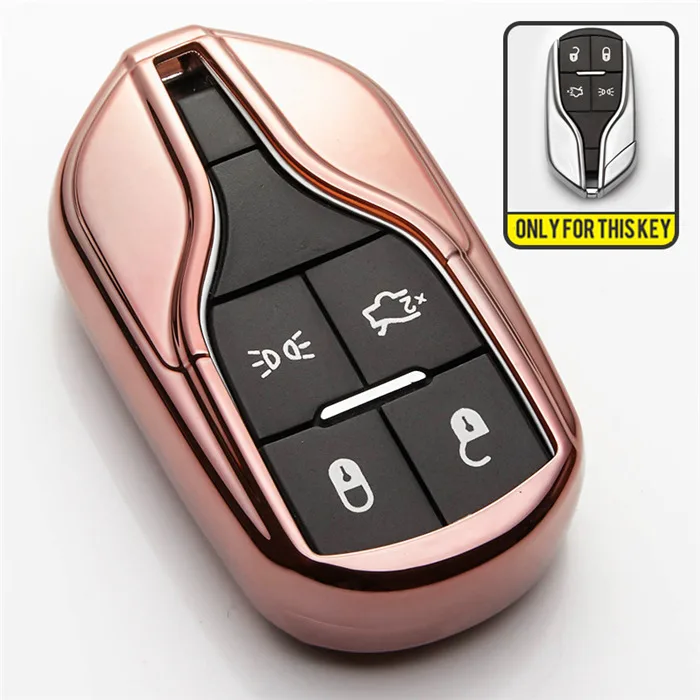 Pink Only Case 6 Color Soft Car Key Ring Case For Maserati Levante Ghibli Quattroporte Granturismo Interior Accessories Car Smart Key Bag Cover - Название цвета: Pink Only Case