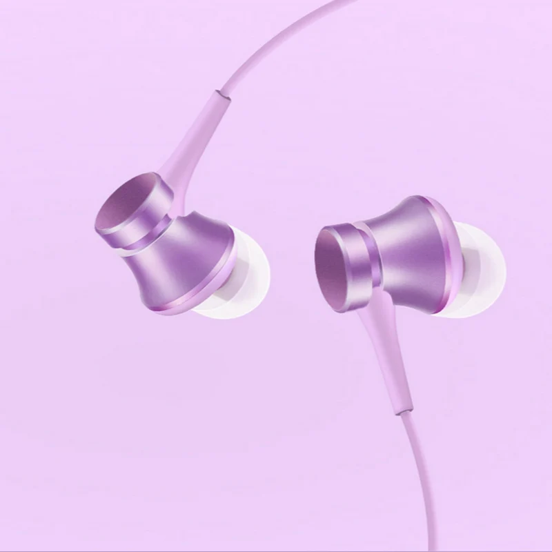 Новинка года Xiaomi поршня Pop 3,5 мм-вкладыши Красочные Провод управления для наушников 1,25 м с микрофоном для смартфонов оригинальная упаковка - Цвет: Purple