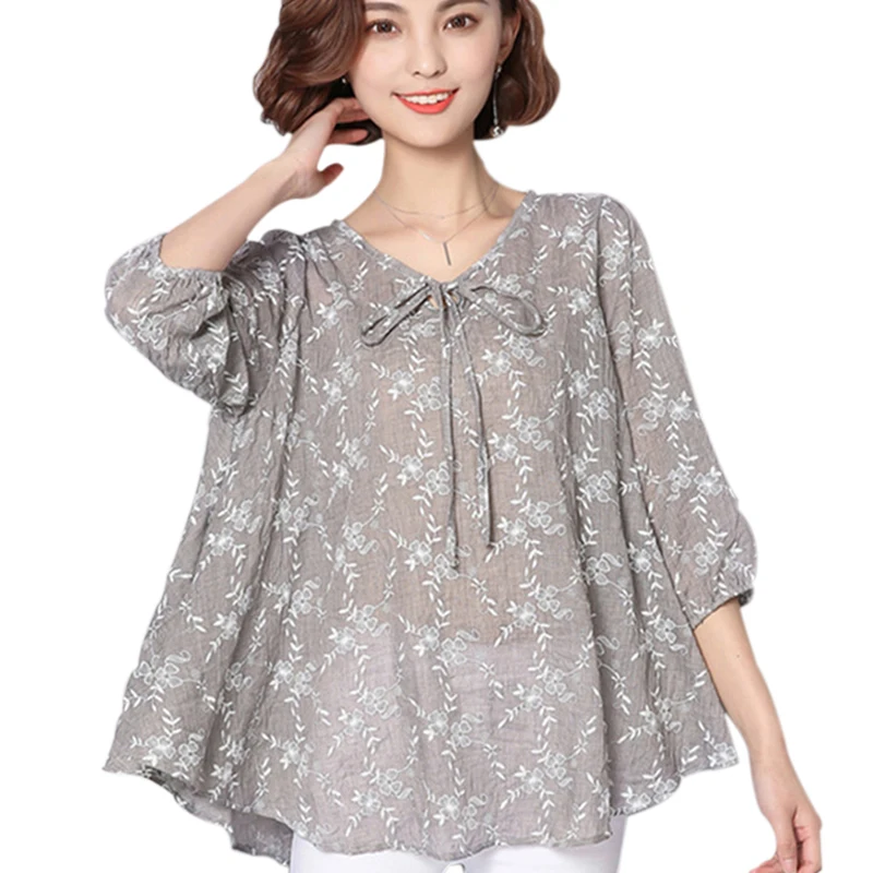 Осенние женские блузки и топы 2018 свободная льняная хлопковая блузка туника