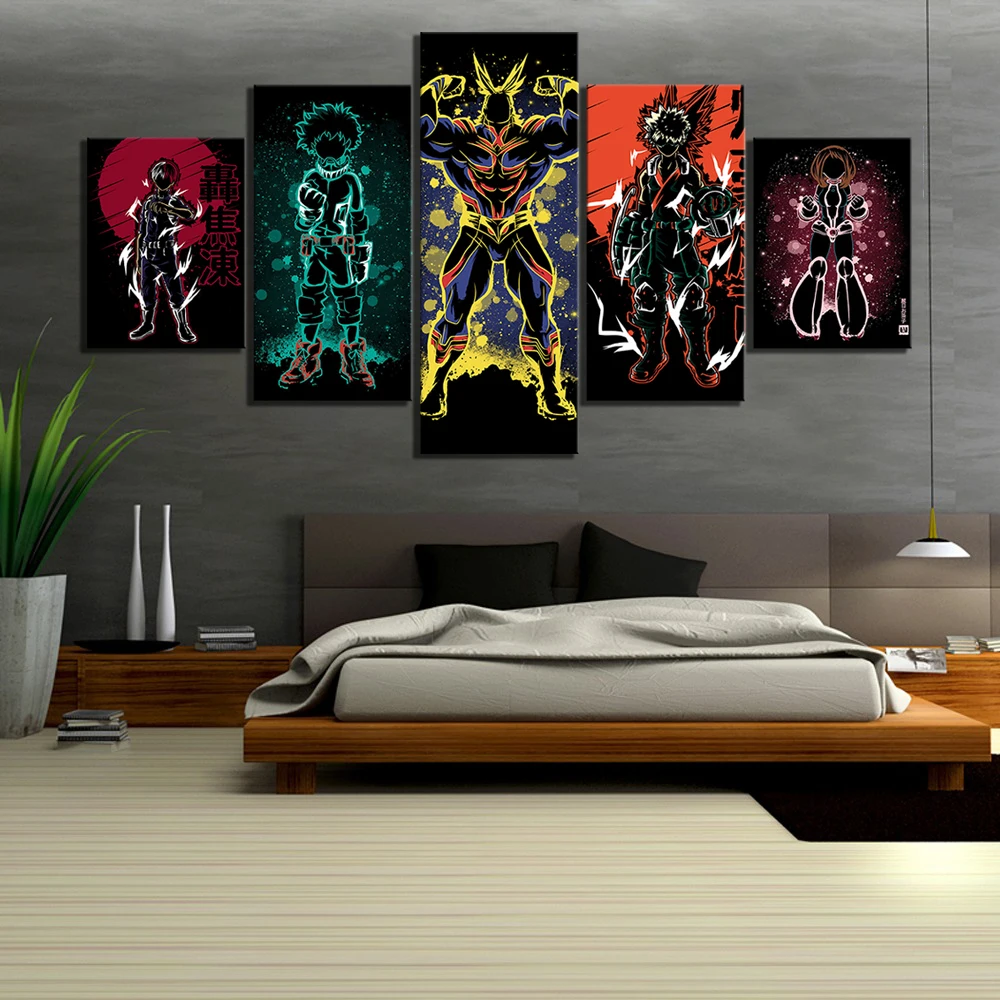 

Home Decor Painting 5 Pieces My Hero Academia Anime Hd Prints Picture Wall Art Modular Abstract Canvas Poster Bedside Backgroun