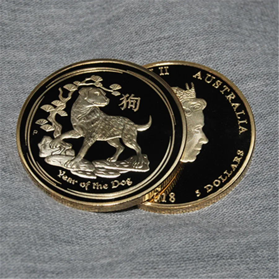 

Free shipping 5pcs/lot,Australia 2018 Dog Lunar Year Series Gold Coin