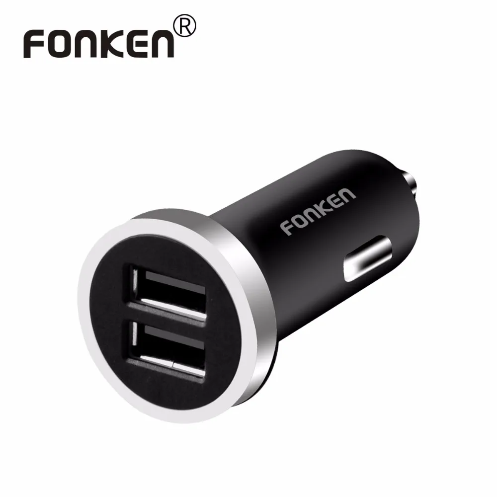 Автомобильное зарядное устройство FONKEN, 5 В, 3,4 А, двойной USB, автомобильное зарядное устройство, 2 порта, автомобильное зарядное устройство для телефона, Синий светодиодный, для быстрой зарядки мобильного телефона