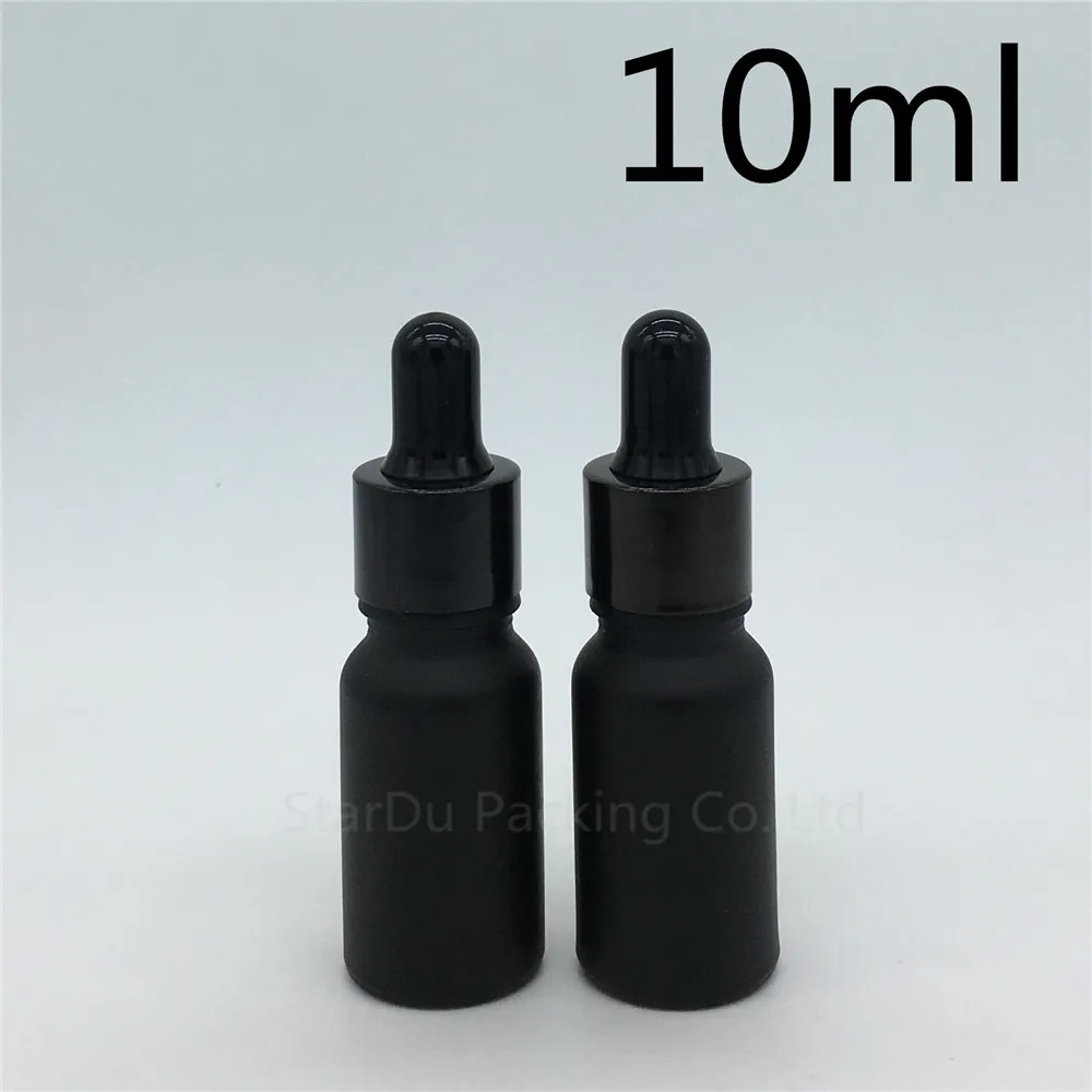 

Free Shipping 10pcs 10ml Black Frosted Glass Essential Oil Bottle With Shiny Black Ring Dropper 10cc Glass Perfume Bottle