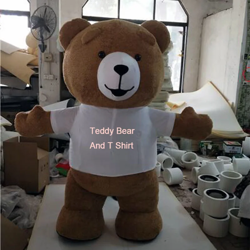 Bear and T Shirt Плюшевый мишка, надувной костюм для взрослых, подходит для Мишки, маскарадный костюм, костюм животного, коричневый цвет, толстый костюм для взрослых - Цвет: Bear and T Shirt