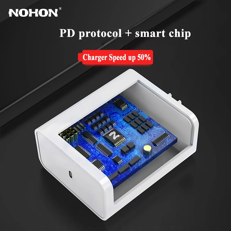 2018 Nohon 45W USB Type C зарядное устройство для iPhone X 8 Plus MacBook быстрая мобильный телефон PD