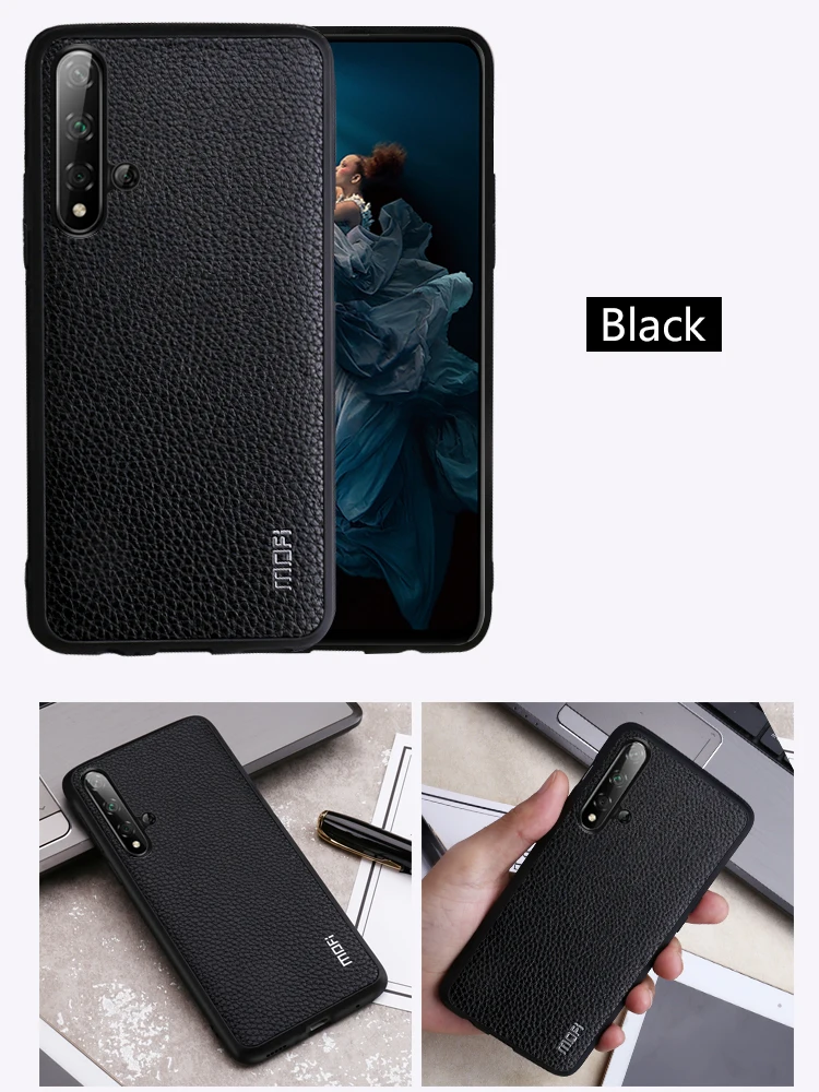 Для huawei Honor 20 чехол Mofi для huawei Honor 20 Pro чехол задняя крышка из искусственной кожи красный черный коричневый синий зернистый бизнес протектор