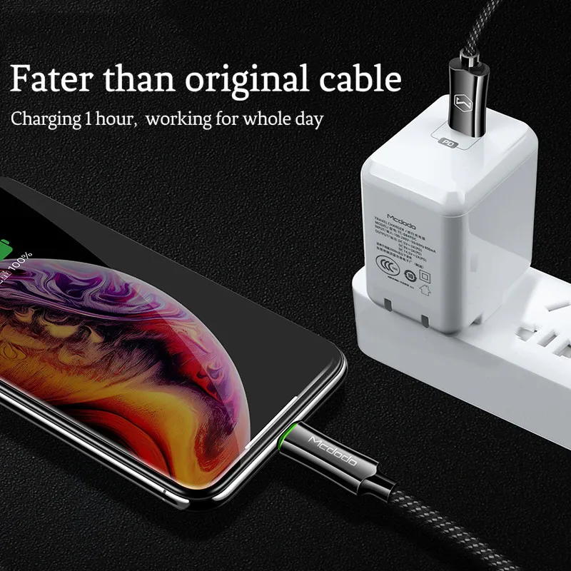 MCDODO PD Автоматическое включение/выключение быстрой зарядки USB кабель для iPhone XS Max XR