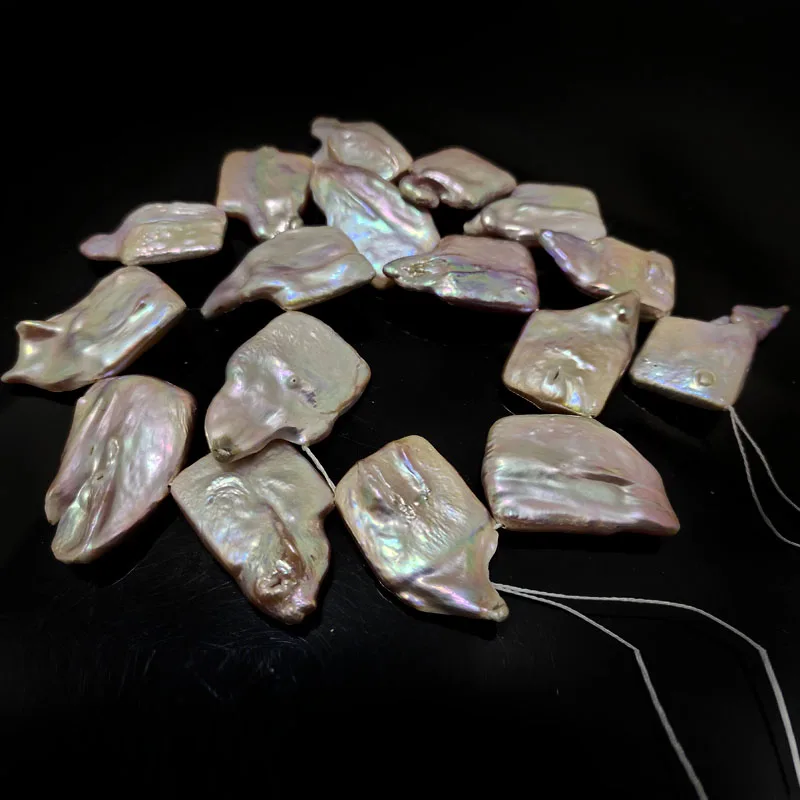 16 inches AA 20-30mm Diagonally Drilled Natural White Flat Square Large Baroque Pearl Loose Strand | Украшения и аксессуары