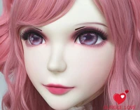 gl051 sweet girl resin half head bjd kigurumi mask with eyes cosplay anime role lolita mask crossdress doll