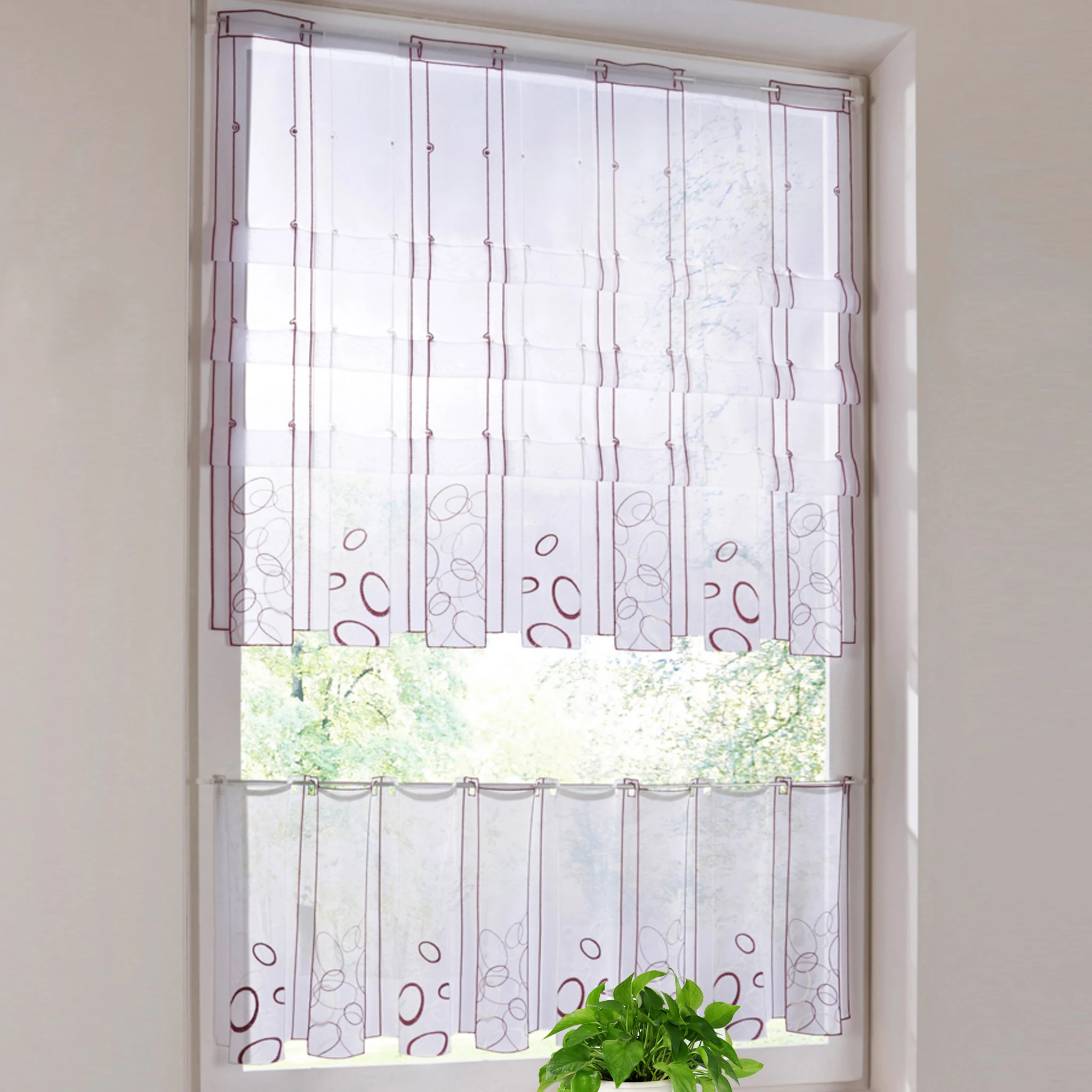 Занавеска для окон полосатая вышитая занавеска кухонного шкафа кофейная римская