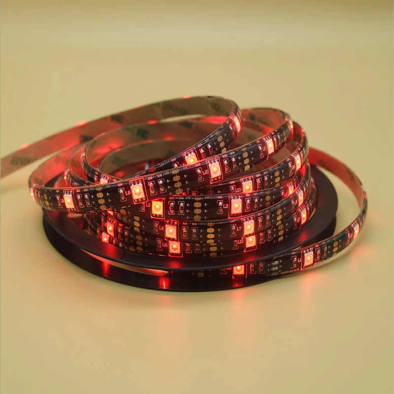 5050 RGB Гибкая светодиодная лента 60 светодиодов/м 12 в 1/2/3/4/5 м черная печатная плата