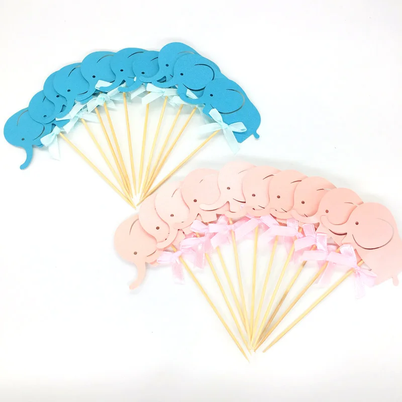 10 шт. милый синий розовый слон для капкейка-Baby Shower торт Топпер для вечерние украшения торта на день рождения