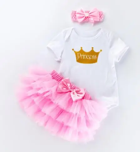 Summer Baby Girl Clothes 0-2 Year Birthday Dress Set Suits Infant Clothing Sets Romper Headband Tutu Bebes |