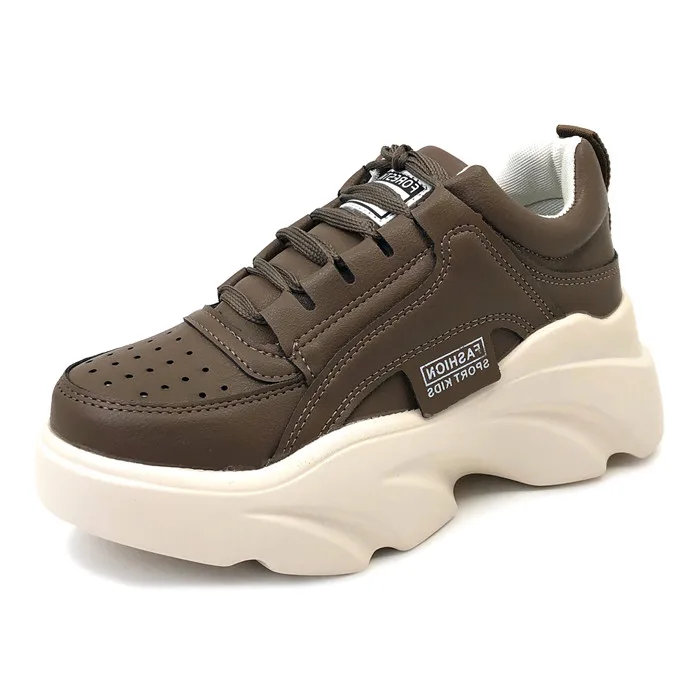 13 Brown CAILASTE/; женские кроссовки на платформе; обувь на высоком каблуке с круглым носком; повседневная обувь на шнуровке; женская Ультралегкая обувь в стиле Харадзюку - Цвет: 13 Brown