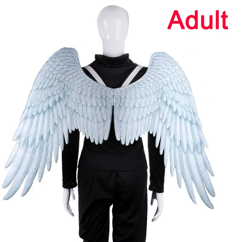 Adult white wings Хэллоуин взрослых детей Крылья Ангела косплей реквизит Mardi Gras Свадебная вечеринка украшения Высокое качество Черный Белый Engelenvleugels - Цвет: Adult white wings