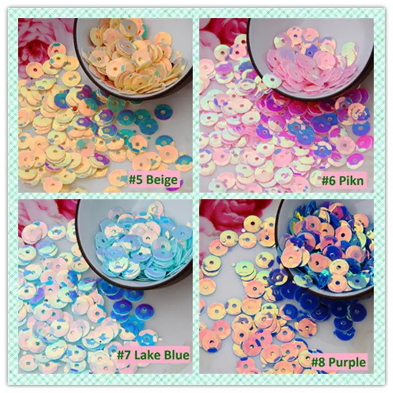 6 мм AB цвета круглая чашка блестки дополнительная блестящая пайетка для фото и