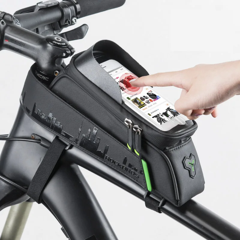 

ROCKBROS Bicycle Front Tube Bags GPS Phone Touch Screen Waterproof Frame Panniers For 5.8/6 Inch MTB Road Cycling Accessories