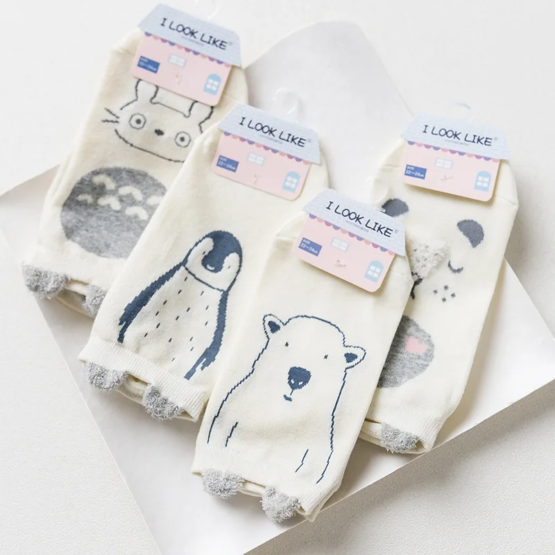 Я выгляжу как 3 пары 22 см Весна Лето Леди животное картина женщина свежий лодыжки