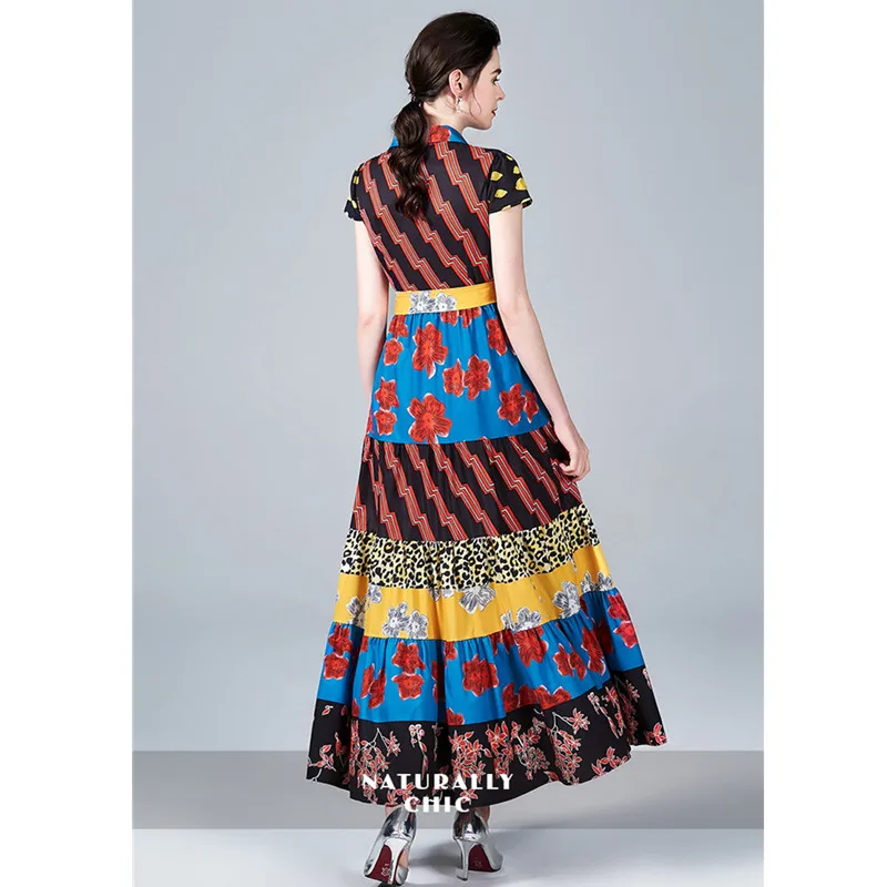 Женское винтажное платье макси с V образным вырезом высокой талией и коротким