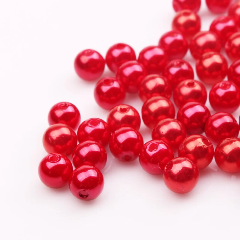 8 мм 200 шт./лот красный розовый ярко-розовый Пластик Бусины круглые имитация