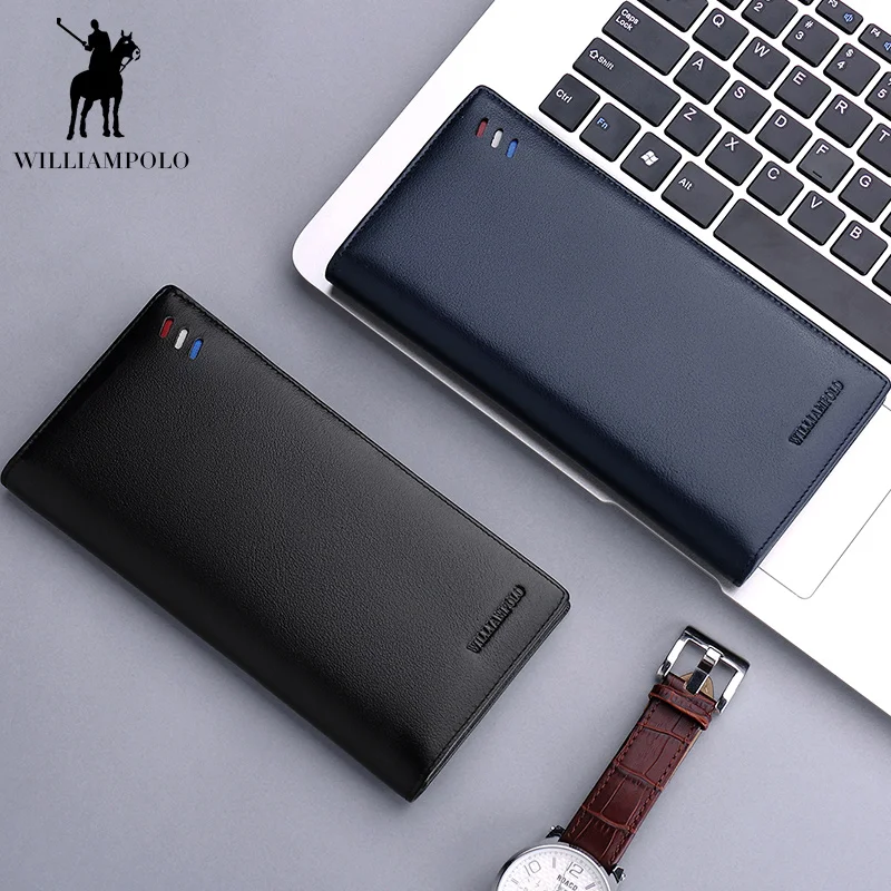 WILLIAMPOLO роскошный мужской кошелек из натуральной кожи деловые Длинные кошельки