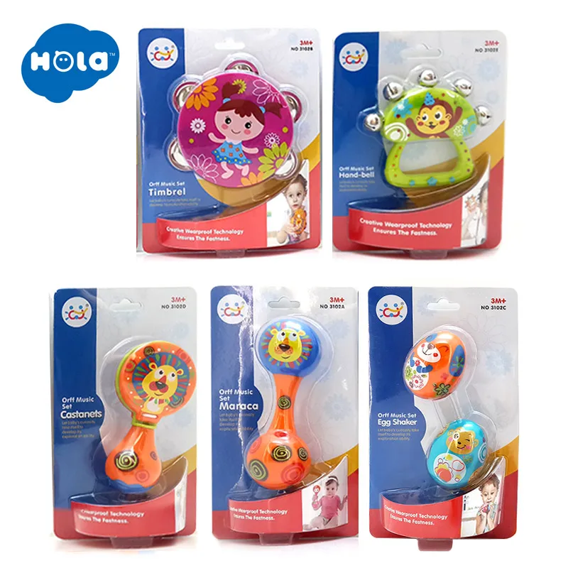 ORIGINAL BOX 6 шт./компл. HUILE игрушки 3102 детские игрушки колокольчики музыкальные Тамбурины игрушки из мультфильмов Музыкальные яйца с песком Погремушки барабан колокольчик игрушки для детей возраста от 0 до 12 месяцев - Цвет: ORIGINAL BOX