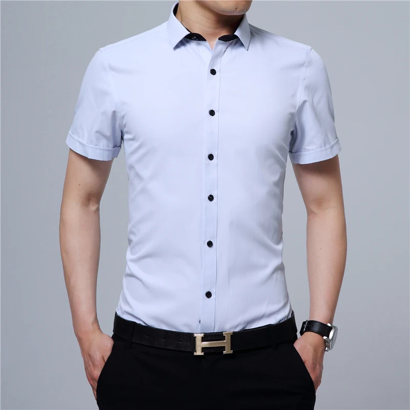 Летняя белая рубашка мужские топы с коротким рукавом Азиатский размер s m XXXL 4XL