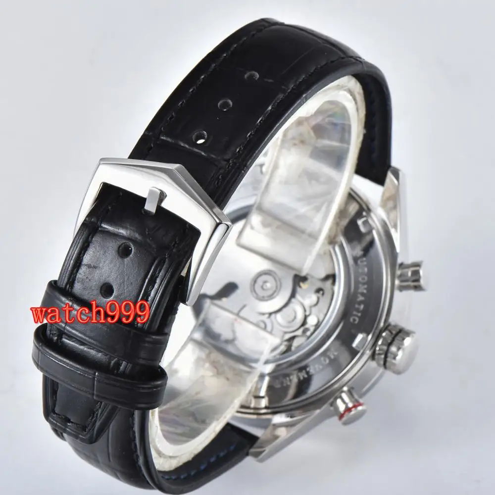 Мужские Водонепроницаемые механические часы с кожаным ремешком 44 мм | Наручные