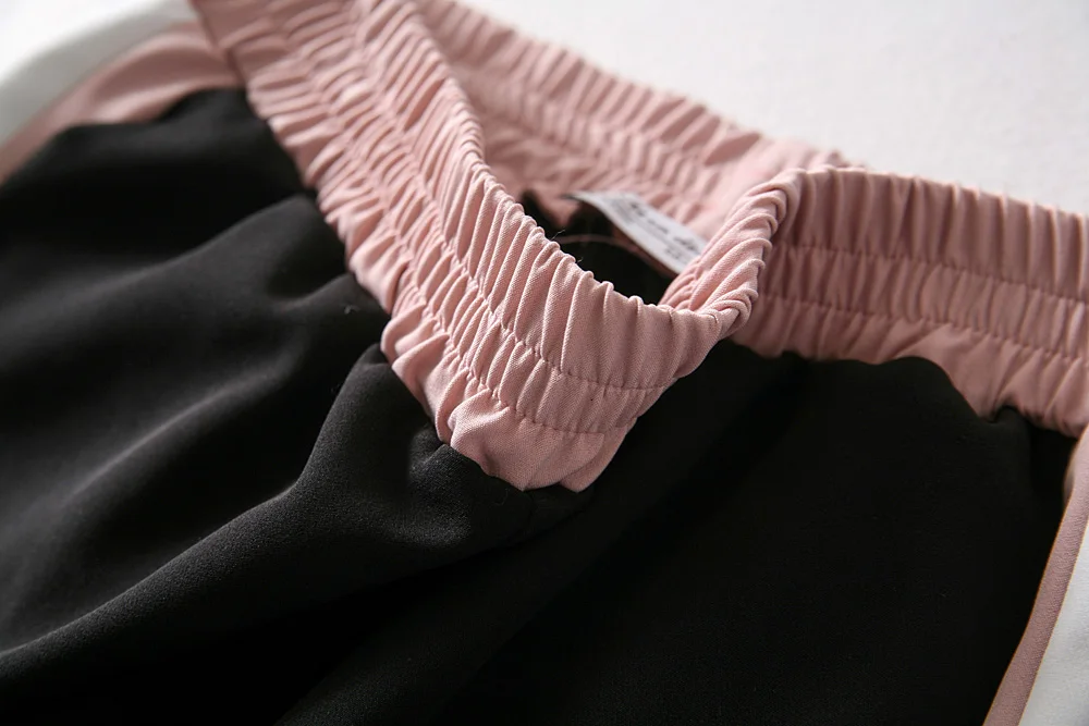 Женские прямые брюки в полоску с карманами и эластичной талией|Брюки| |